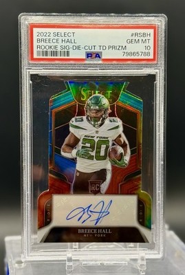 2022 Select - Rookie Signatures  Die Cut Breece Hall #RS-BH Tie-Dye /25 PSA 10
