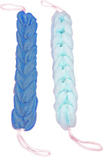 Long Stretch Back Sponge with Rope Handles Back Scrubber Bath Shower Mesh Spo...