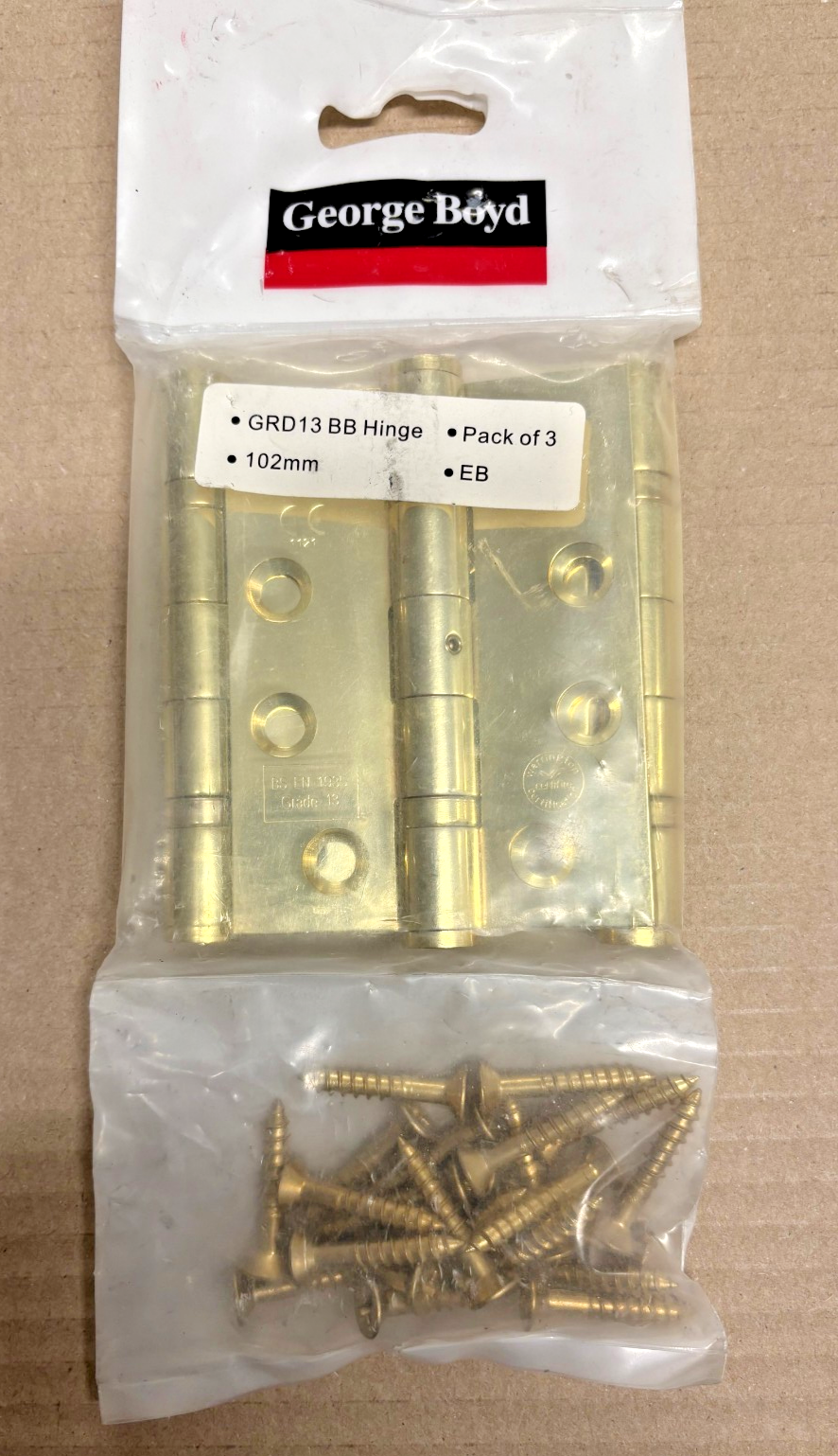 GEORGE BOYD GRD13 BB HINGE 102MM EB PACK OF 3