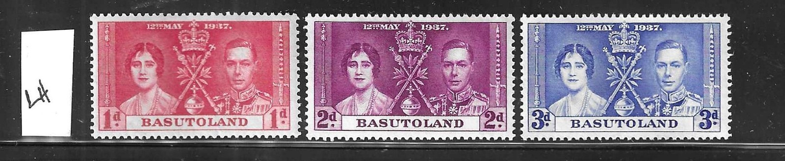 BASUTOLAND SCOTT #15-17 1937 GEORGE VI CORONATION ISSUE - MINT LIGHT HINGED