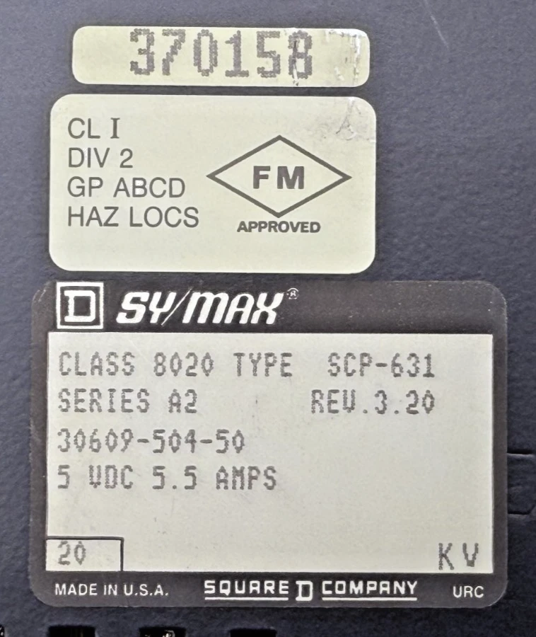 Square D 30609-504-50 SY/MAX 600 Processor Class 8020 SCP631 /A2 5VDC 5.5AMPS - Image 2 of 4