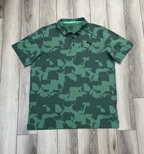 PUMA Golf Men's Green Camo Short Sleeve Polo Shirt Men  s Sz Large Embroidered