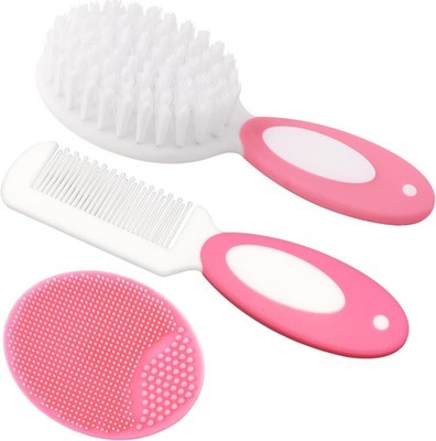 3 in 1 Baby Brush Set  For Hair Brush, Cradle Cap Brush, Baby Hair Comb,