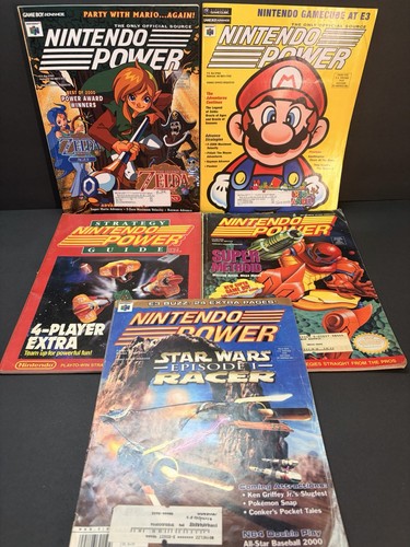 Nintendo Power Magazine Lot Of 5 - Volume 19, 60, 129, 144, 145 - w/ Posters - Picture 1 of 10