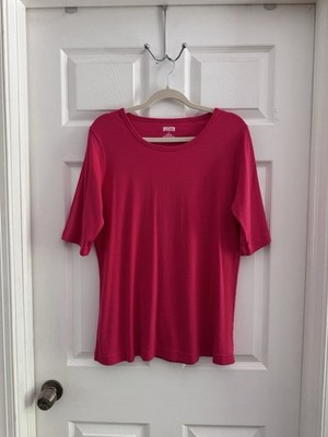 NWOT Duluth Trading Co Women's Pink Longtail T Elbow Sleeve Scoopneck Tee L