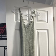 Windsor Green Glitter Strappy Long Bodycon V-Neck Sleeveless Dress L