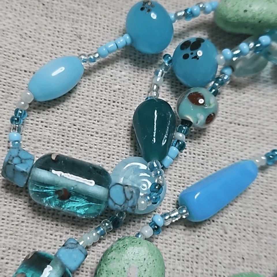 Vintage Venetian Glass Handmade Ling Gemstone Chaldoncy Necklace OOAK - Image 3 of 4