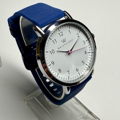 Wristology Olivia Womens Watch Silver Tone 38mm Case White Dial Pink Accented Se