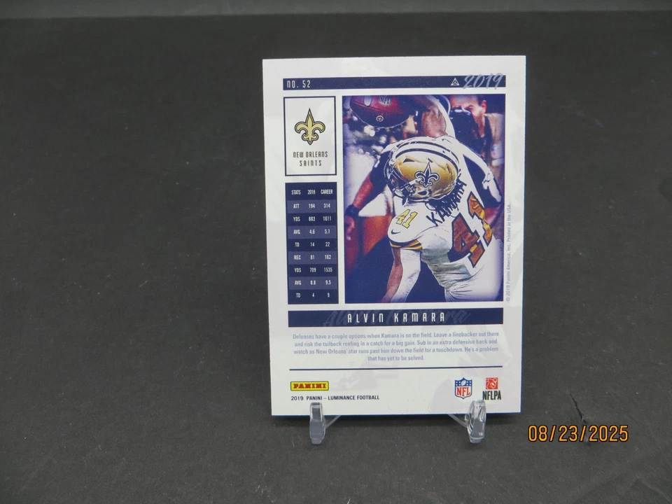 2019 Panini Luminance Alvin Kamara Orange /25 Saints - Image 4 of 4