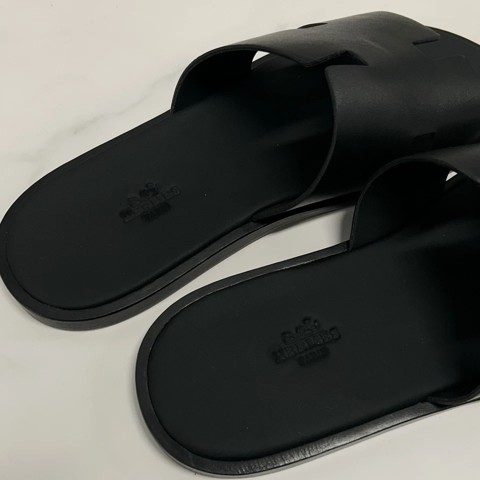 爱马仕 Izmir 凉鞋黑色黑色男式 9 码 42 露趾懒人拖鞋经典 — 第 4/4 张图片