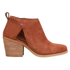 TOMS Lea Zippered Round Toe Booties Womens Brown Casual Boots 10019131T