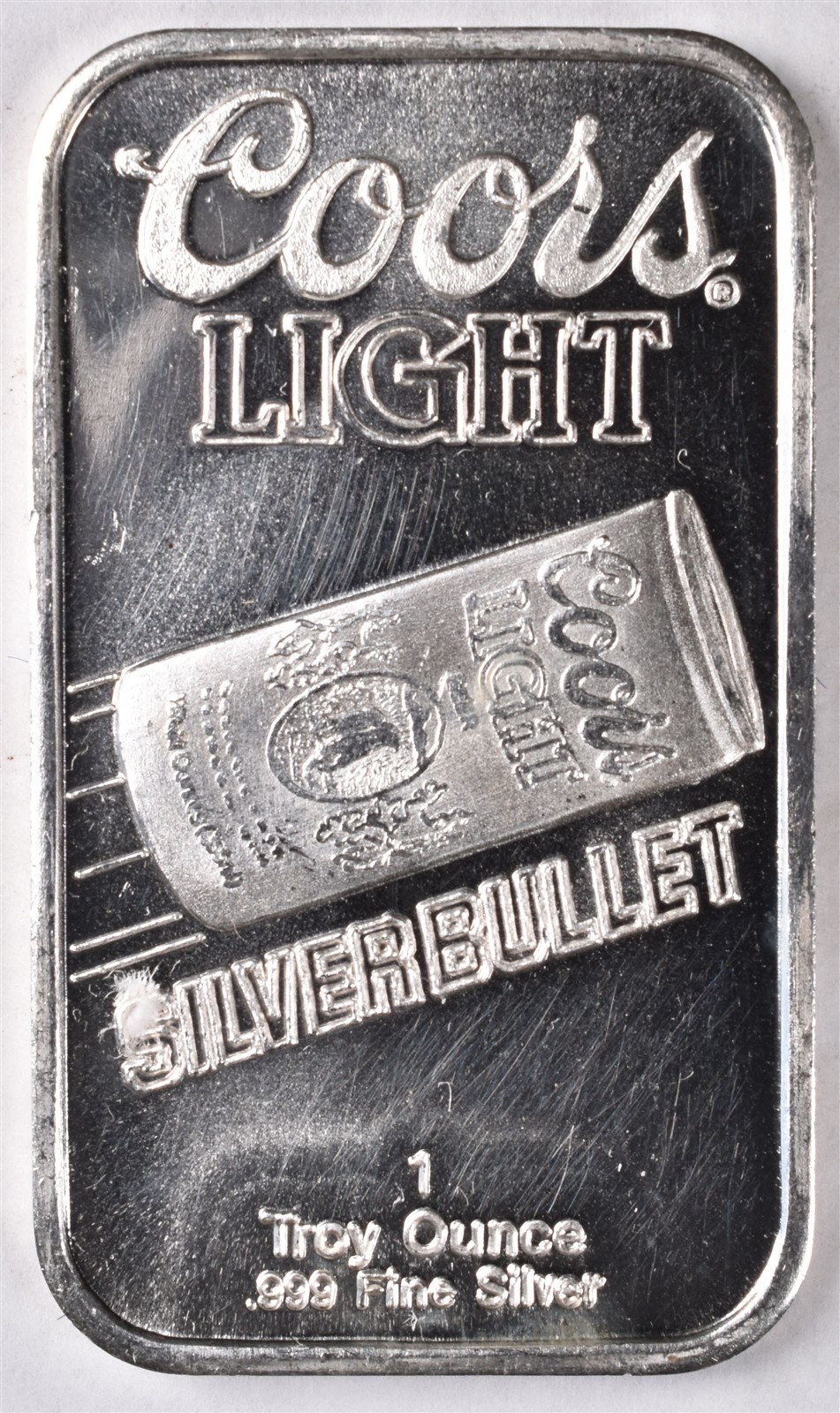 Coors Light Silver Bullet 1 oz 999 Fine Silver Bar by Sunshine Minting