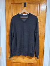 Calvin Klein Extra Fine Merino Wool V-Neck Sweater Charcoal Gray Men  s XL