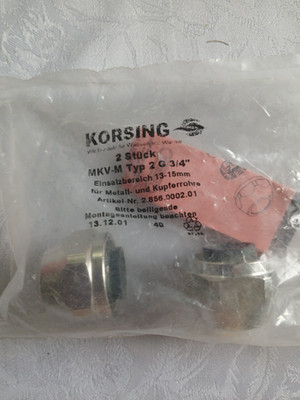 2 MKV- M  Typ 2 G 3/4 für Metall +Kupferrohre 13 -15 mm,Art.2856000201 Hummel
