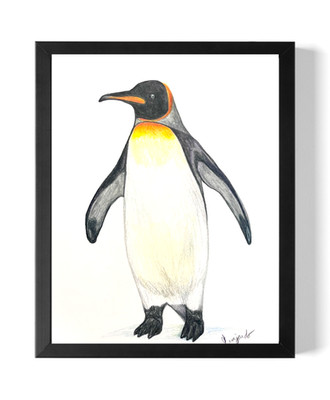 GUAJARDO Original Contemporary Expressionism Penguin 11X8.5 Paper Signed Art