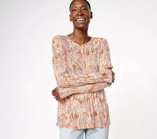 LOGO Layers by Lori Goldstein Printed Mesh Top Orange 1X New