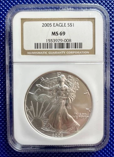 2005 ~ Silver Eagle S$1 ~ NGC MS69 ~ #1553979-008