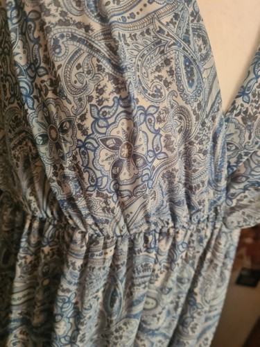H&m Blue Paisley Greecian Maxi Dress 12 14 Hippy Boho Summer - Picture 3 of 7