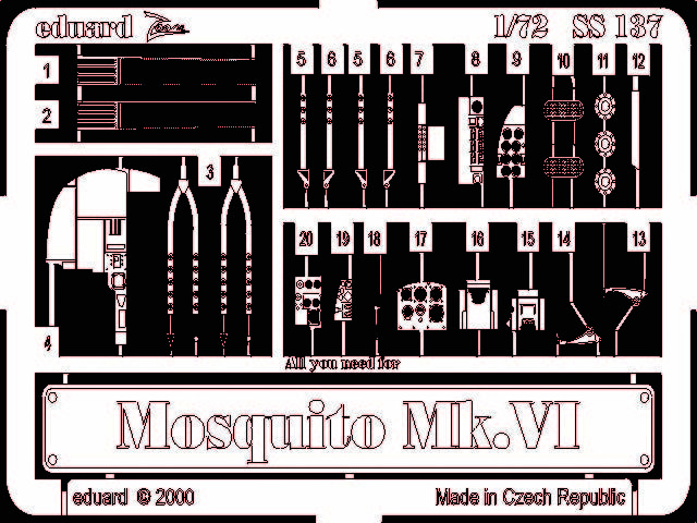 Eduard Accessories SS137 - 1:72 DH.98 Mosquito Mk.VI - Photo Etch Set - New