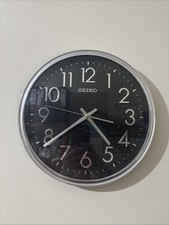 Seiko Modern Wall Clock - Silver Case & Black Dial - 12" Diameter - QXA744S