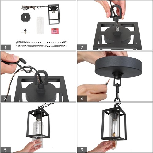 Lampada a sospensione da esterno 1 nero luci a sospensione da esterno per veranda - Foto 7 di 9