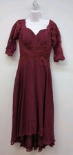 Mother Of Bride Applique Chiffon V Neck Half Sleeve Formal Dress 10 Wine Red