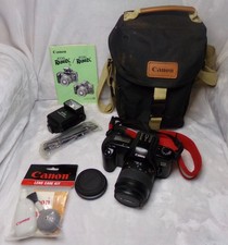 Canon EOS Rebel X Film SLR Camera Tested 35-80mm EF Lens, Flash, Strap Bag.