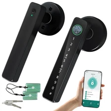TCFUNDY Smart Door Lock Handle Digital Fingerprint App Control Keyless Door Lock