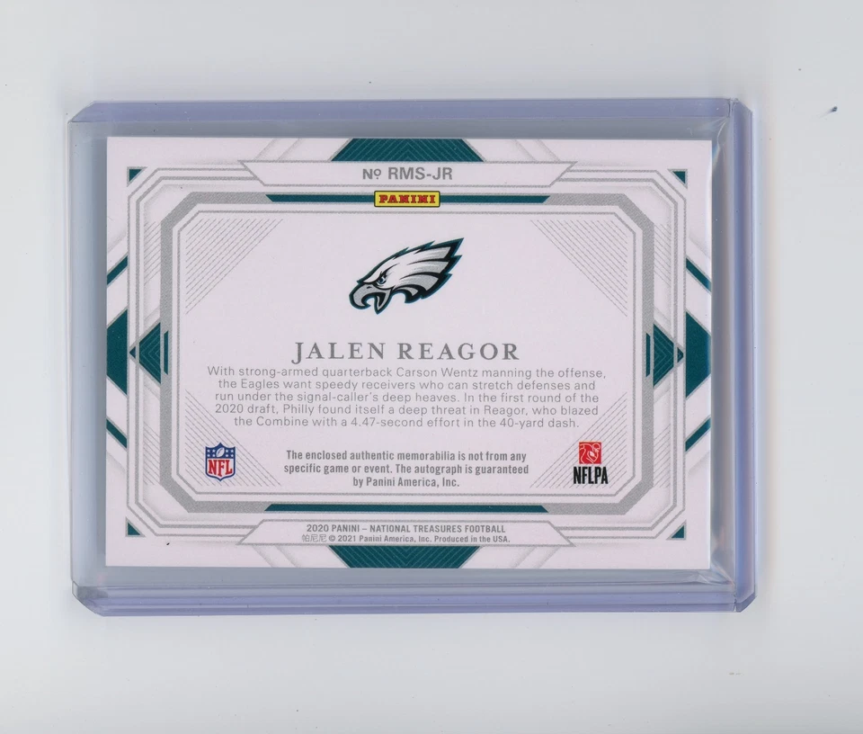 2020 National Treasures Jalen Reagor Rookie Jumbo Logo Patch Auto RPA /5 (G) - Image 2 of 2