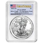 2021 (S) $1 American Silver Eagle PCGS MS69 Emergency Issue FS Flag Label White