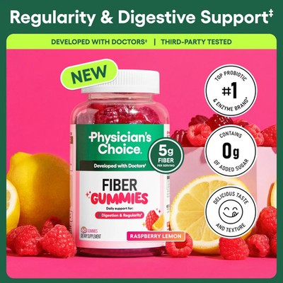 Physician's Choice Fiber Gummies Digestive Health Vegan No Sugar