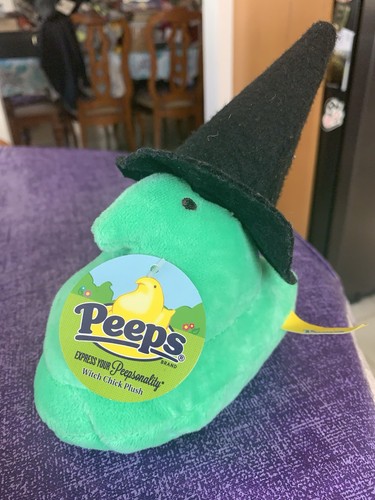 2014 Peeps Limited Edition Halloween Witch Chick w Hat Beanie Plush New w Tags - Picture 9 of 9