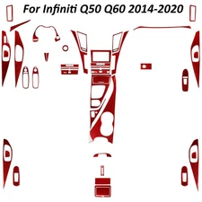 40Pcs Whole Interior Kits Red Carbon Fiber Trim For Infiniti Q50 Q60 2014-2022