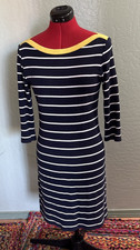 Lauren Ralph Lauren Sheath Dress stretch knit size Small Navy Blue White stripes