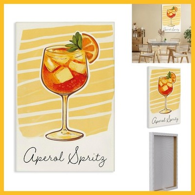 Stupell Industries Aperol Spritz and Yellow Stripes Canvas Wall Art, design by H