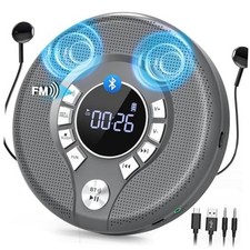 Portable CD Player with Bluetooth, FM Transmitter for Car Home Use  Grey