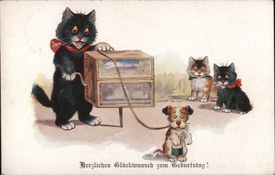 Birthday Herzlichen Gluckwunsch zum Geburtstag Cats 1928 Organ Grinder Leist