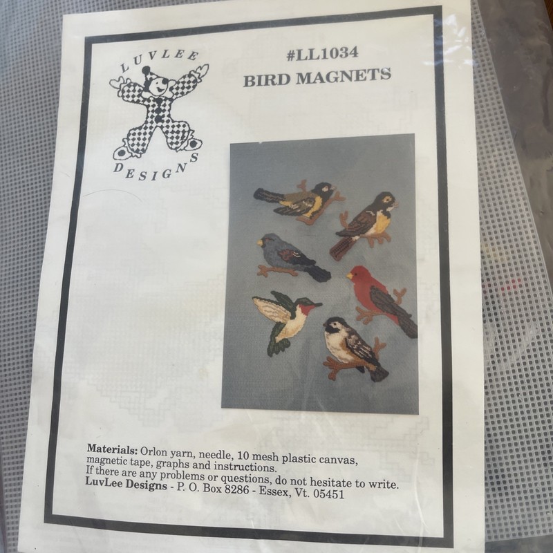 Refrigerator Magnets - Sealed Plastic Canvas Kit - 6 Bird Designs - Hummingbird