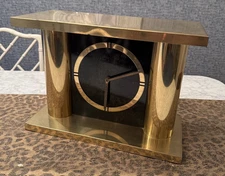 MCM Brass Mantel Clock/Signed Curtis Jere/1970's