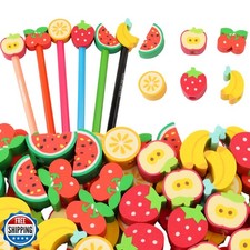 30 PCS Fruit Pencil Top Erasers for Kids Bulk Cute Fruit Apple Banana Strawbe