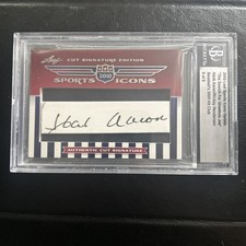 Hank Aaron Rickey Henderson 2010 Leaf Icons Cut Signature Dual Auto /9 eBay 1/1