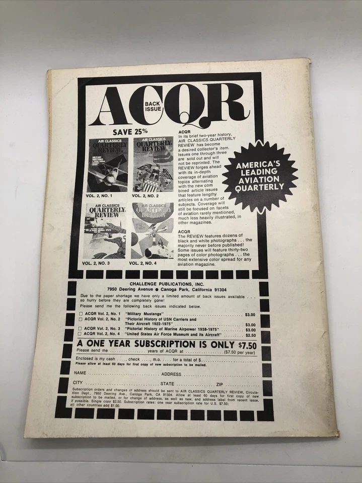 Air Classics Quarterly Review Magazine Winter 1976 Foto 4 de 4