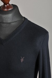 Men-039-s-ALLSAINTS-SPITALFIELDS-V-Neck-Jumper-Merino-Wool-Black-Size-S