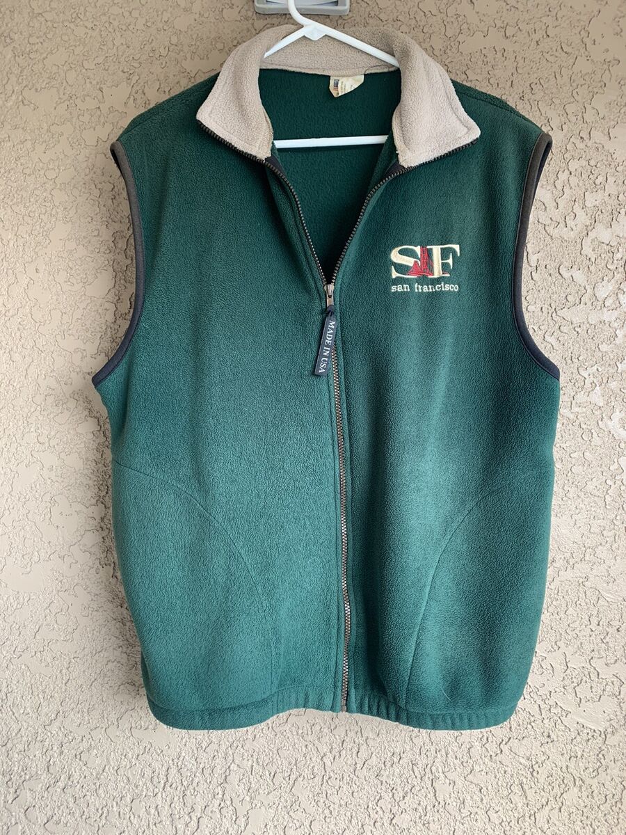 Vintage Fleece Vest Green San Francisco Embroidered Zip size L USA Tech Work | eBay Vintage Fleece Vest Green San Francisco Embroidered Zip size L USA Tech Work | eBay