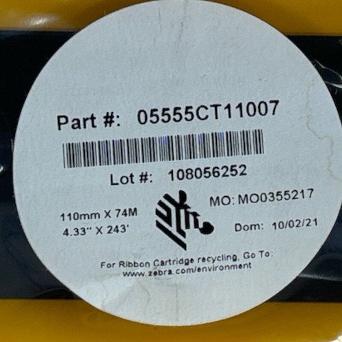Zebra 4,33"x243' Thermotransfer schwarz Wachsharz Bandpatrone 05555CT11007 - Bild 2 von 2