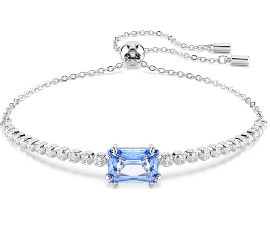 NWB Swarovski Matrix Tennis Bracelet, Mixed Cuts, Blue, Rhodium