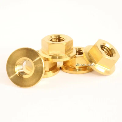 VSL M8 Nut M8x1.25mm Titanium Metric Gold Flange Nuts DIN 6923 13mm Nut 4.4g