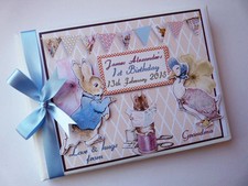 Personalised Peter Rabbit christening guest book, Peter Rabbit birthday album