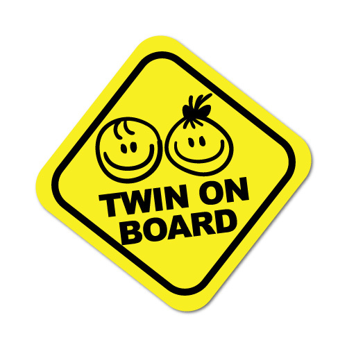 Twin On Board Boy & Girl Sticker Decal Car Vinyl Sign Window Cute #5461K - Afbeelding 1 van 1