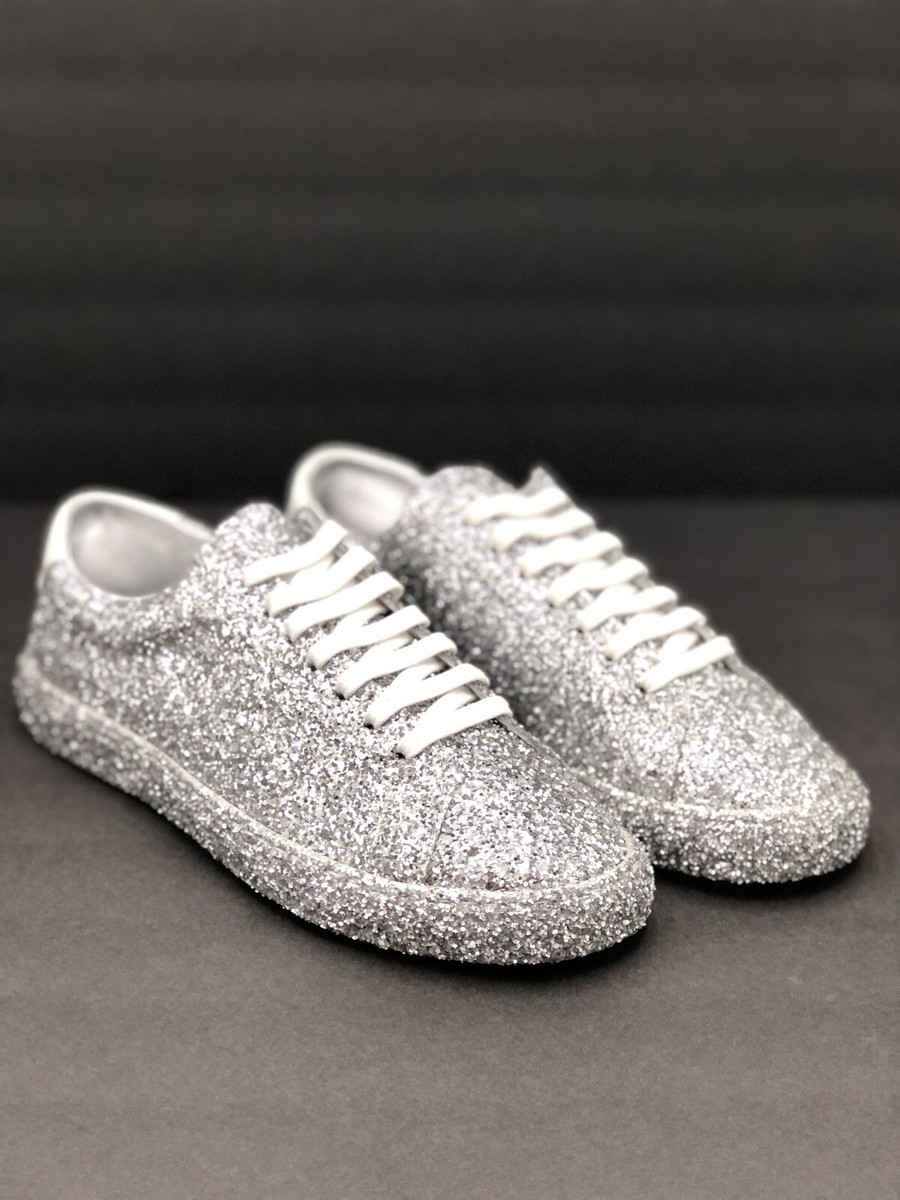 イブサン－ロラン Saint Laurent Andy Low Top Glitter Sneaker Sz 37 EU / 7w US